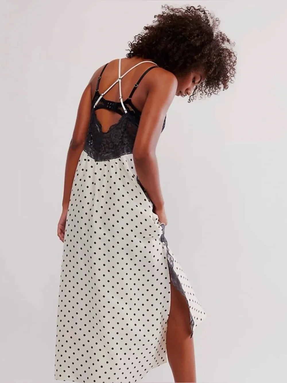 Free People Just Dreamy Black and White Polka Dot Maxi Dress XS